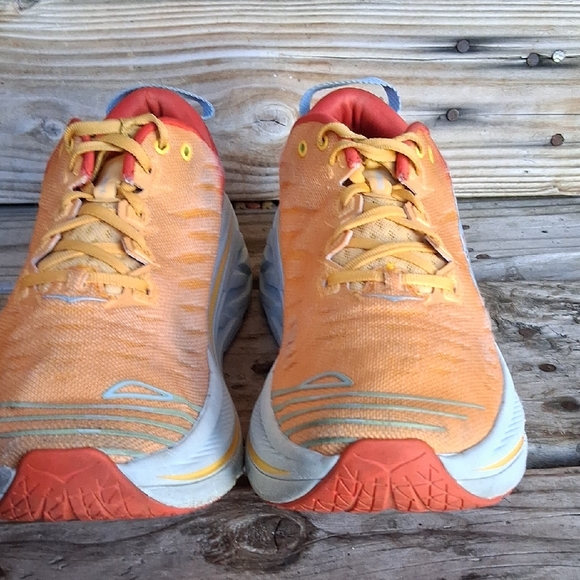 Hoka Bondi X Vibrant Orange and Yellow Sneakers - Picture 8 of 13